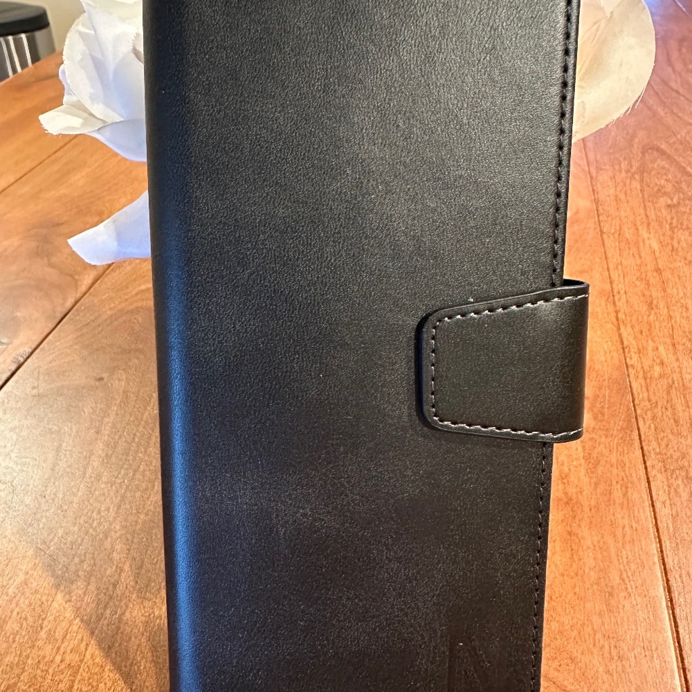 iPHONE 14 PRO LEATHER BLACK RFID SHOCKPROOF WALLET CASE